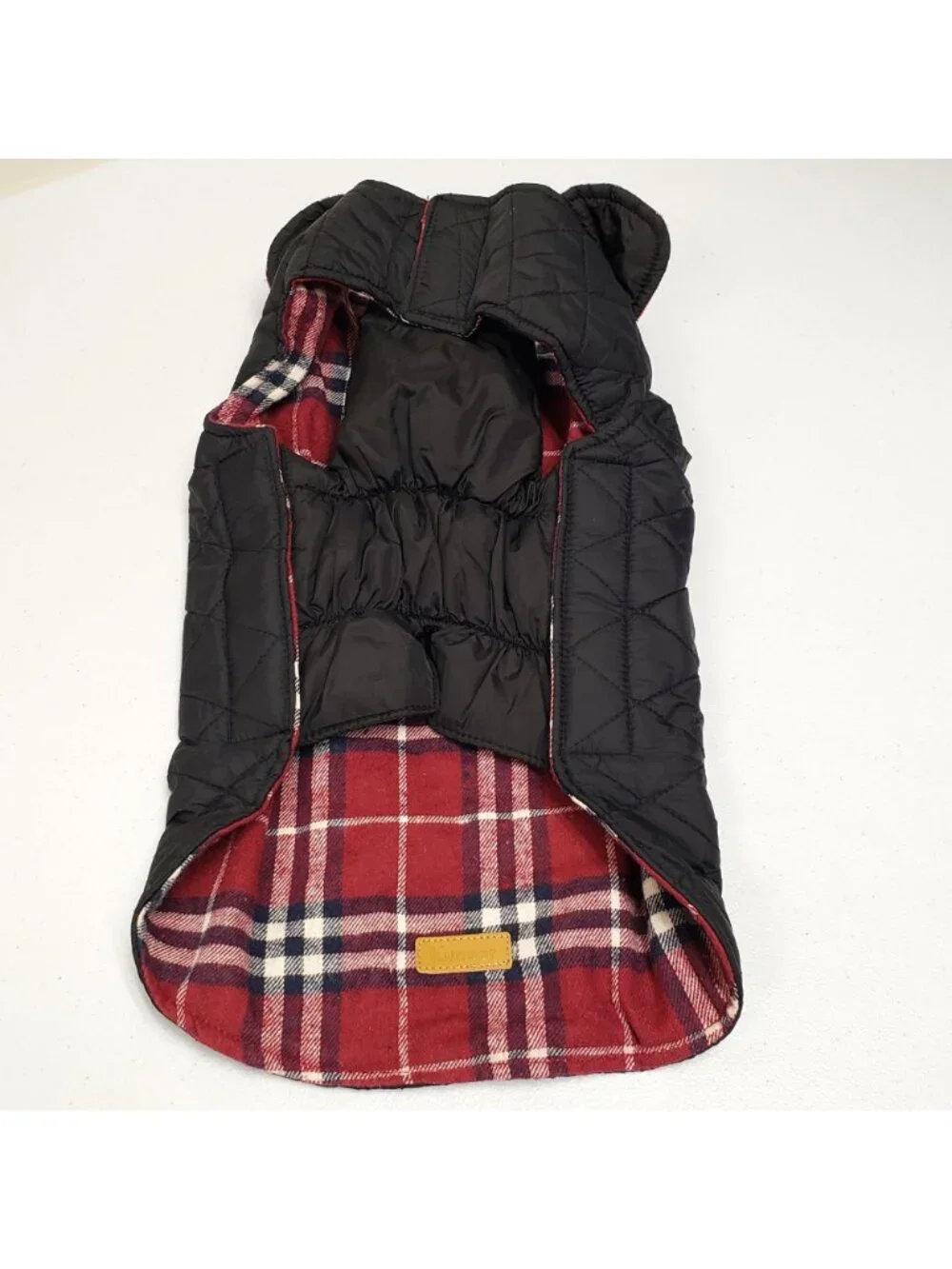 Kuoser Reversible Dog Pet Coat Puffer Jacket Red Plaid Size Large